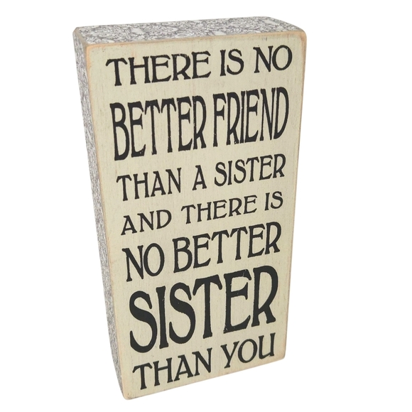 Sister Is Best Friend Ivory & Gray Wood Tabletop Box Sign / Gift - Picture 1 of 5